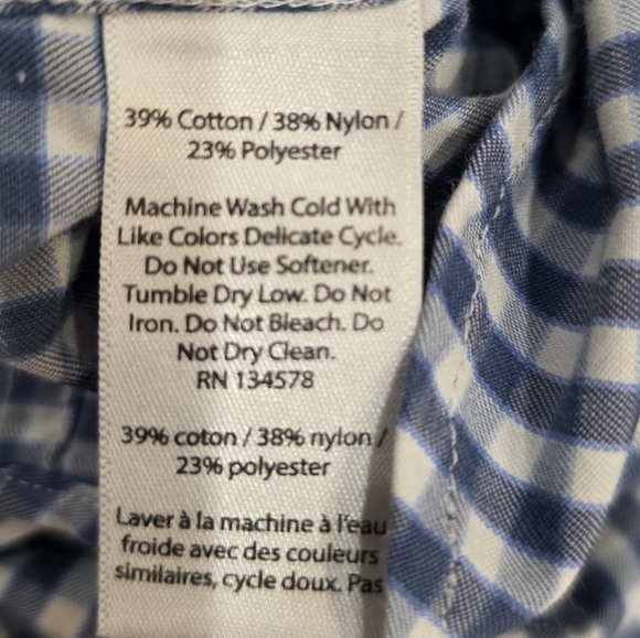 Vineyard Vines Toddler Boy Blue White Gingham Long Sleeve Button Down Size 4T - Picture 3 of 5